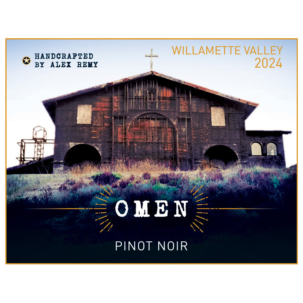 Omen 2024 Pinot Noir from the Willamette Valley's front label artwork.