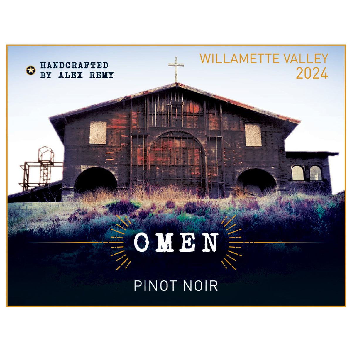 Omen 2024 Pinot Noir from the Willamette Valley's front label artwork.