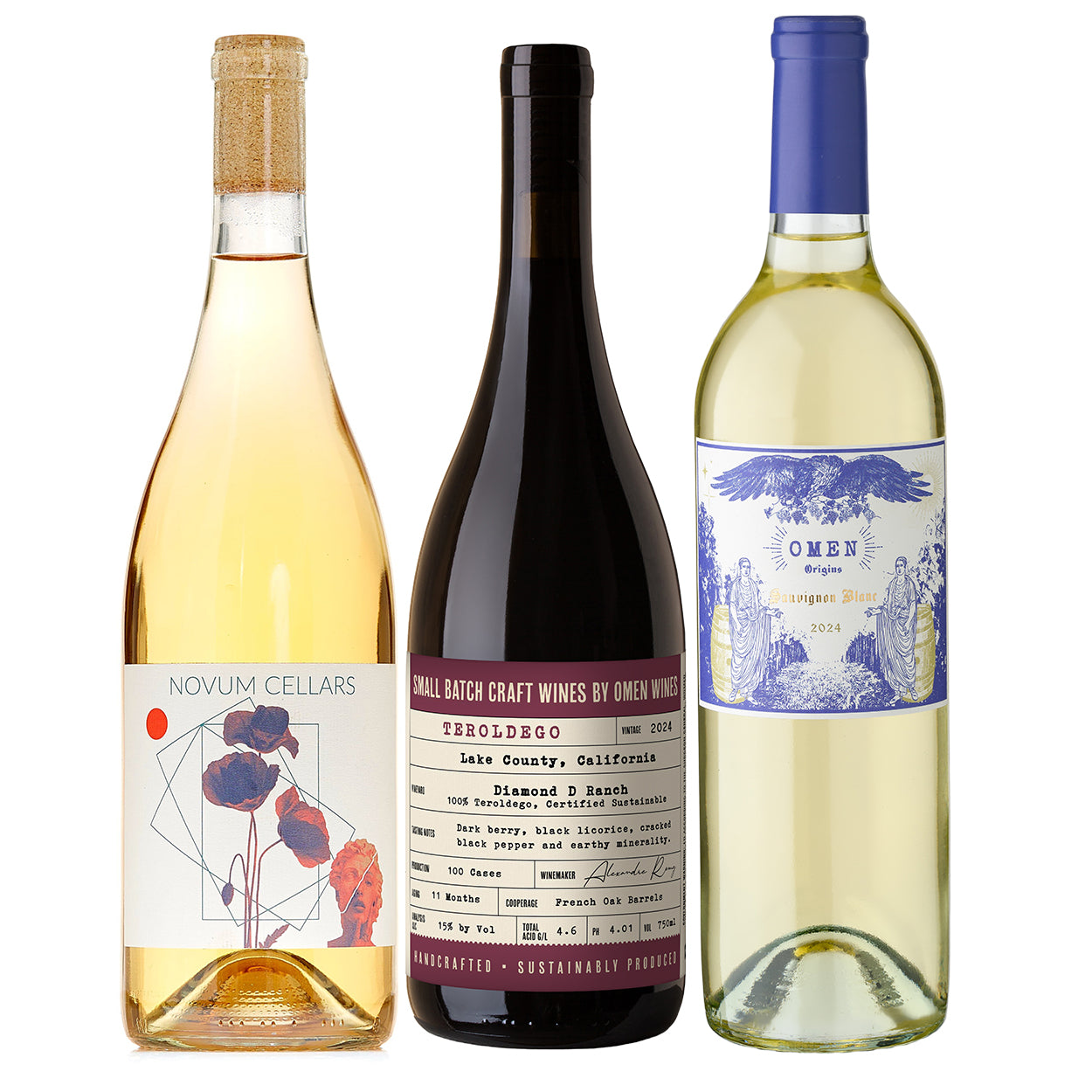 mendocino craft wine trio muscat teroldego sauvignon blanc tasting set
